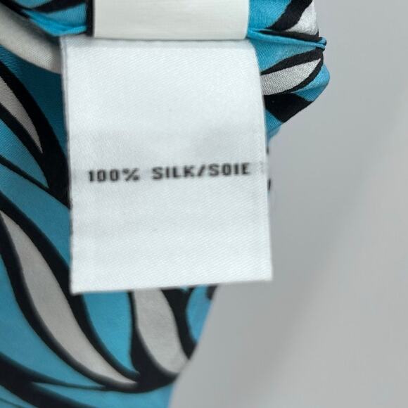 Diane von Furstenberg DVF New Hanky Silk Blue Patterned Top Oversized Womens S - Picture 8 of 12